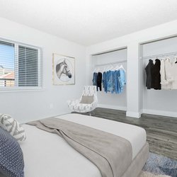 Bedroom with view of 2 large closets at Parc at Prairie Grass, located in Colorado Springs, CO
