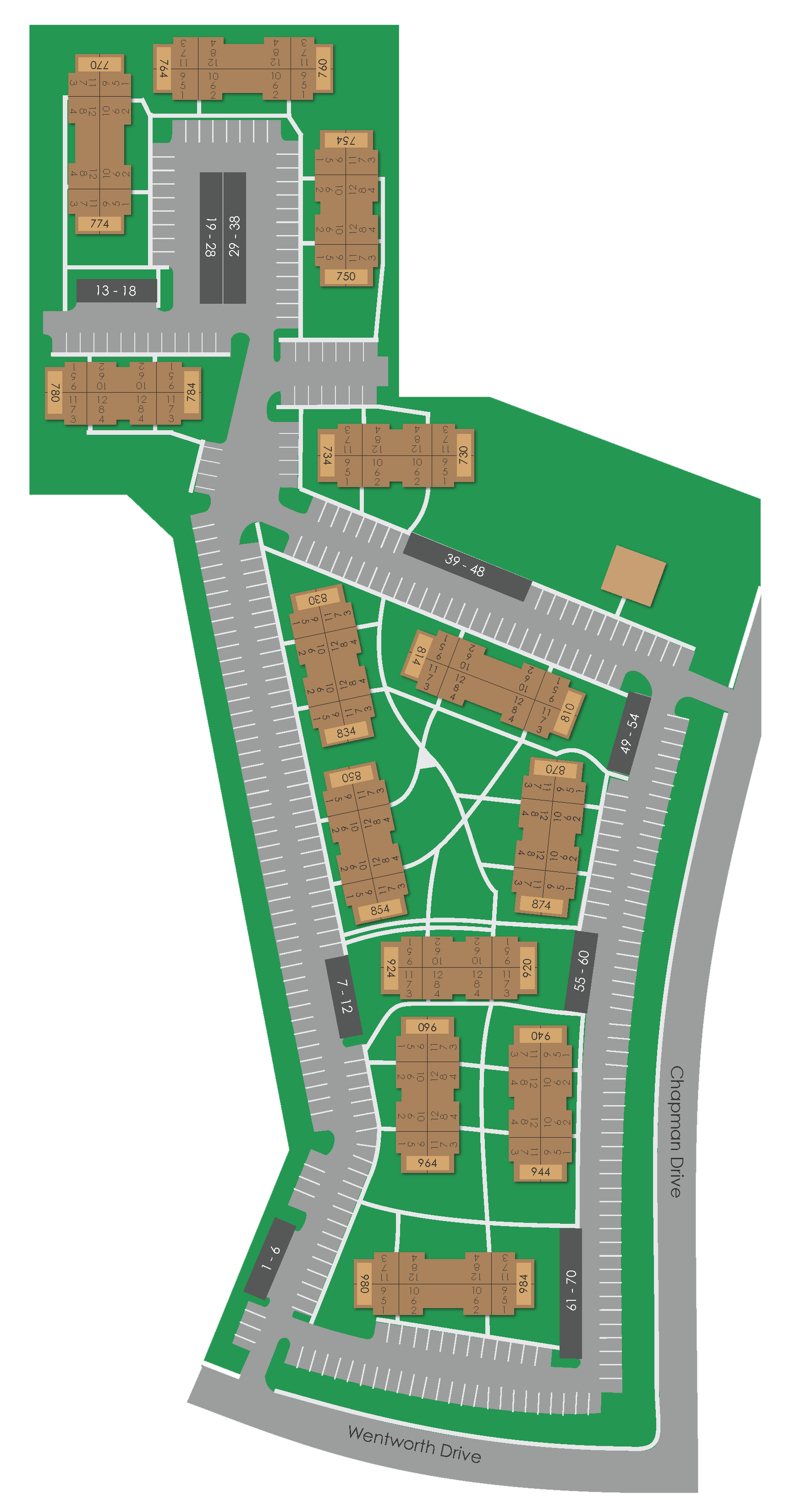 Site Map of the apartment homes at Parc at Prairie Grass, located in Colorado Springs, CO